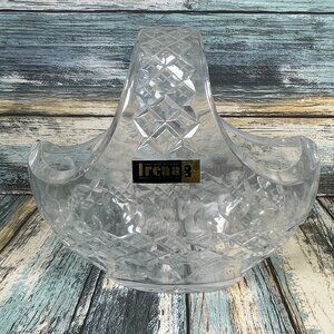 Vintage IRENA 4" Basket Bowl 24% Handcut Lead Crystal Clear Glass w/Label Poland